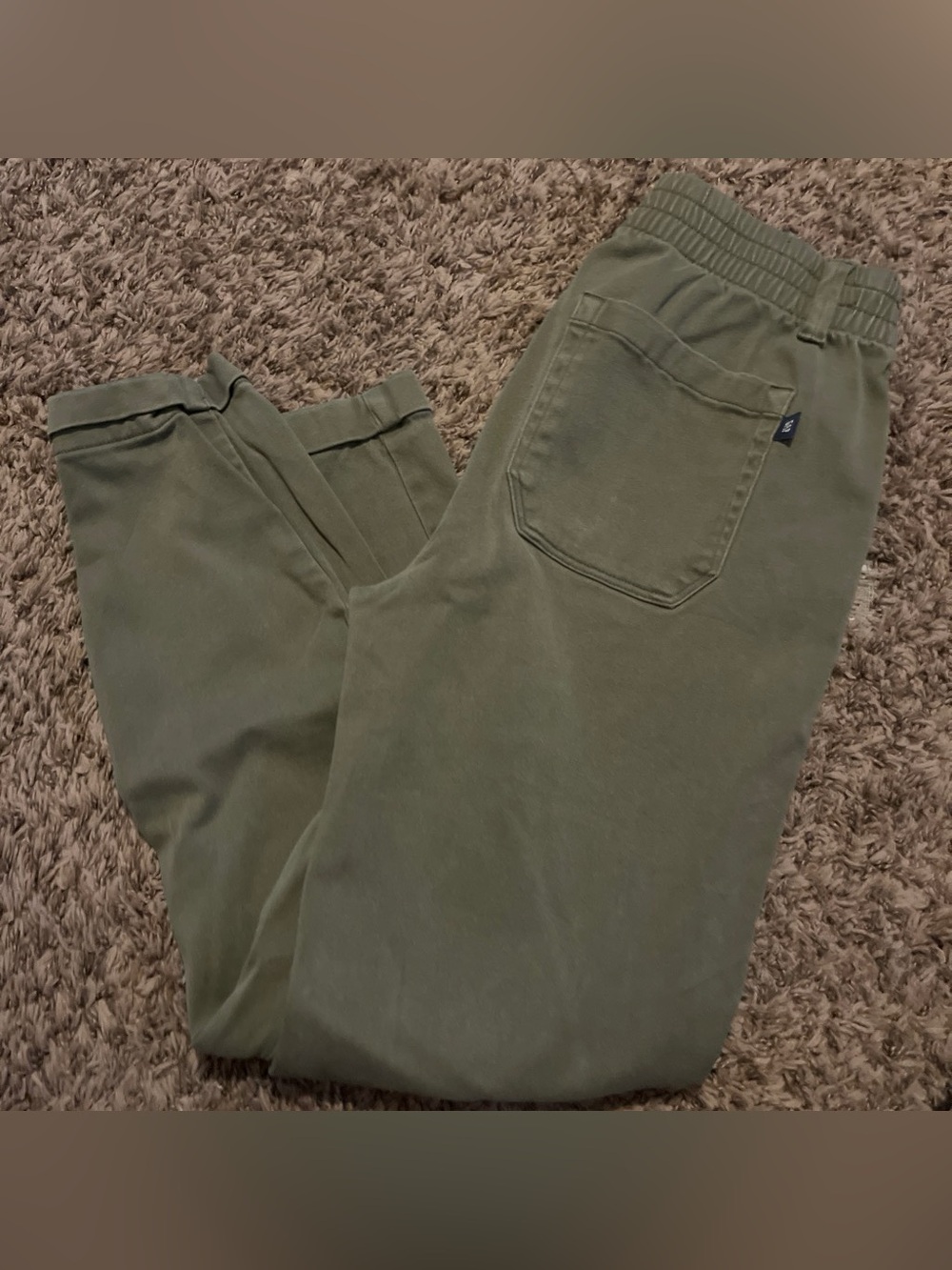 Women's Olive Green Casual Elastic-Waist Pants